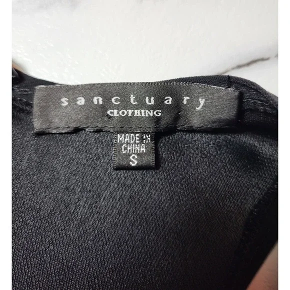 Sanctuary Sleeveless Black Dress Drop Waist Rear Zip Hi Low Hem Small LBD Y2K - Picture 3 of 7